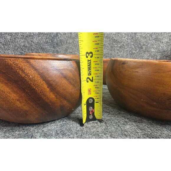 Vintage Monkey Pod Wood Bowls Set of 4 5-5.5″ Handcrafted Philippines Rustic MCM - Picture 5 of 8